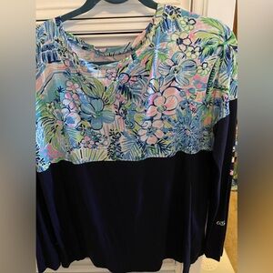Lilly Pulitzer Floral Long Sleeve Top - Navy and Pastel